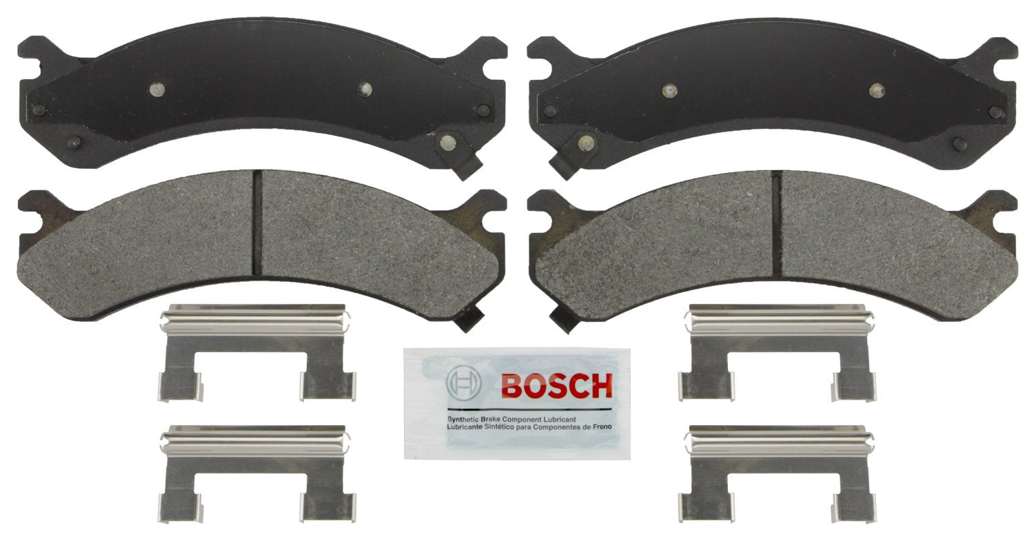 Bosch front brake pads close-up showing fit and durable finish for reliable braking