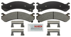 Bosch front brake pads close-up showing fit and durable finish for reliable braking