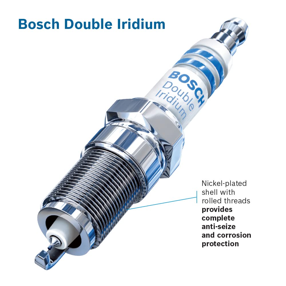Bosch spark plug installed in engine bay demonstrating OE compatibility benefit