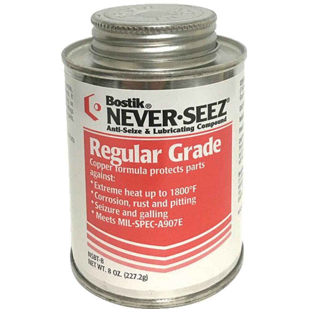 bostik Never-Seez brush-top can showing label and applicator for precise anti-seize protection
