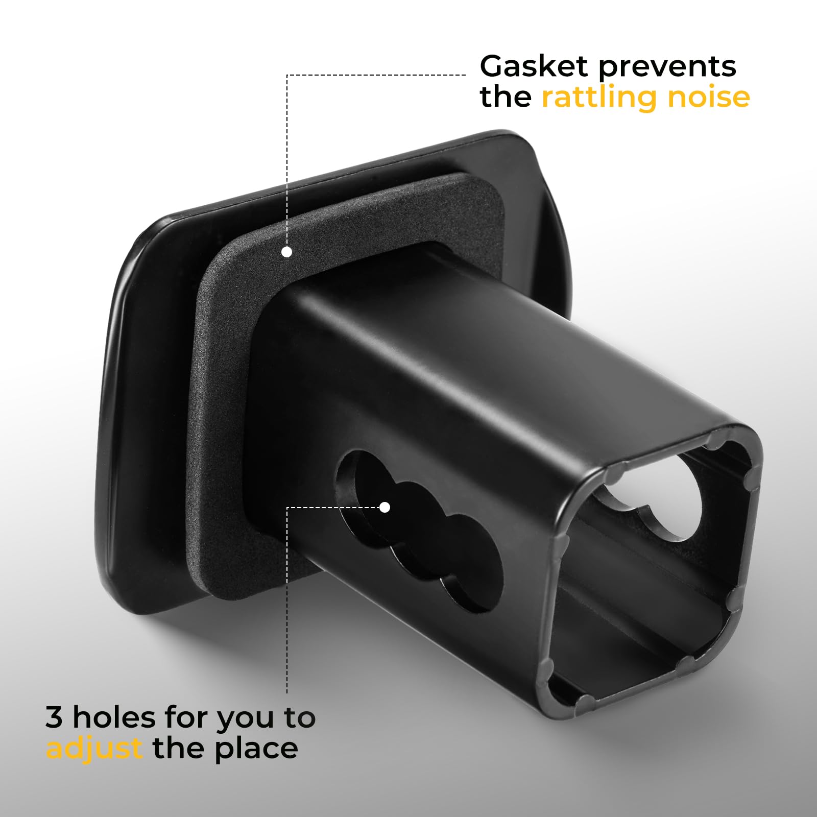 BougeRV hitch cover on truck receiver showing size comparison and easy installation