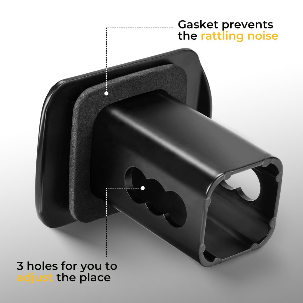 BougeRV hitch cover on truck receiver showing size comparison and easy installation