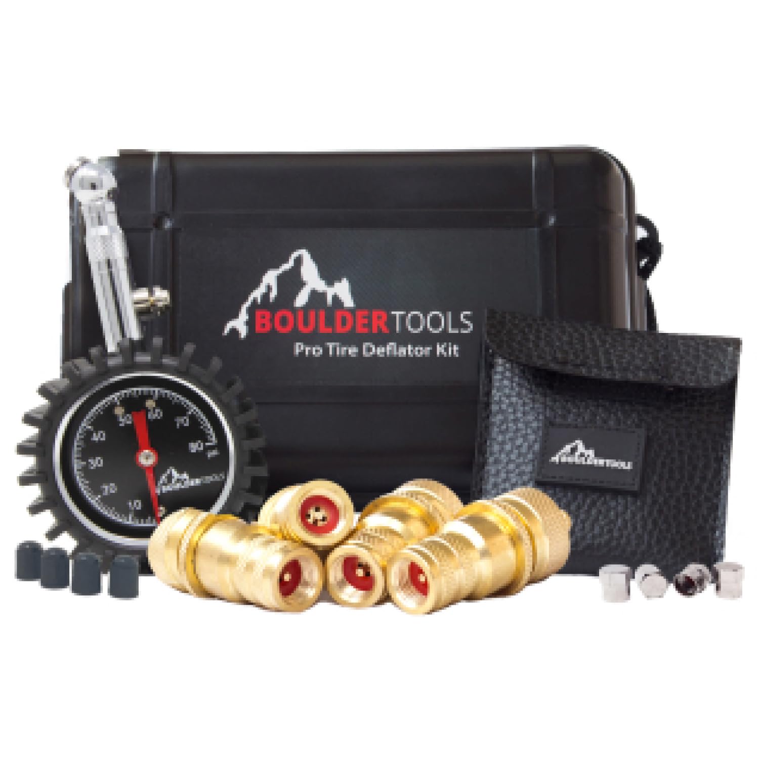 Boulder Tools front packaging showing complete deflator kit and benefits