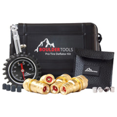 Boulder Tools front packaging showing complete deflator kit and benefits