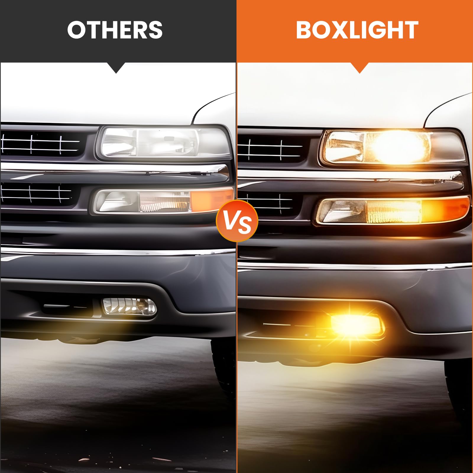 Boxlight mounted on vehicle lifestyle image improving night driving