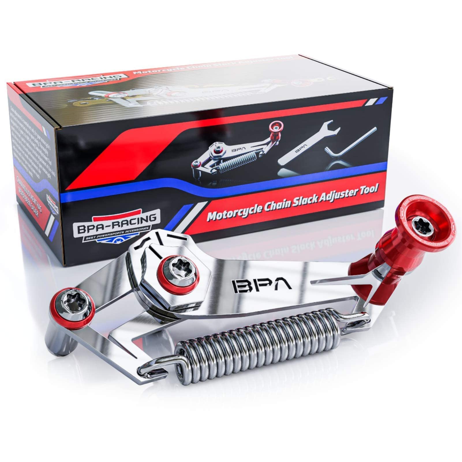 BPA-RACING front view of red slack adjuster showing compact design and quick setup