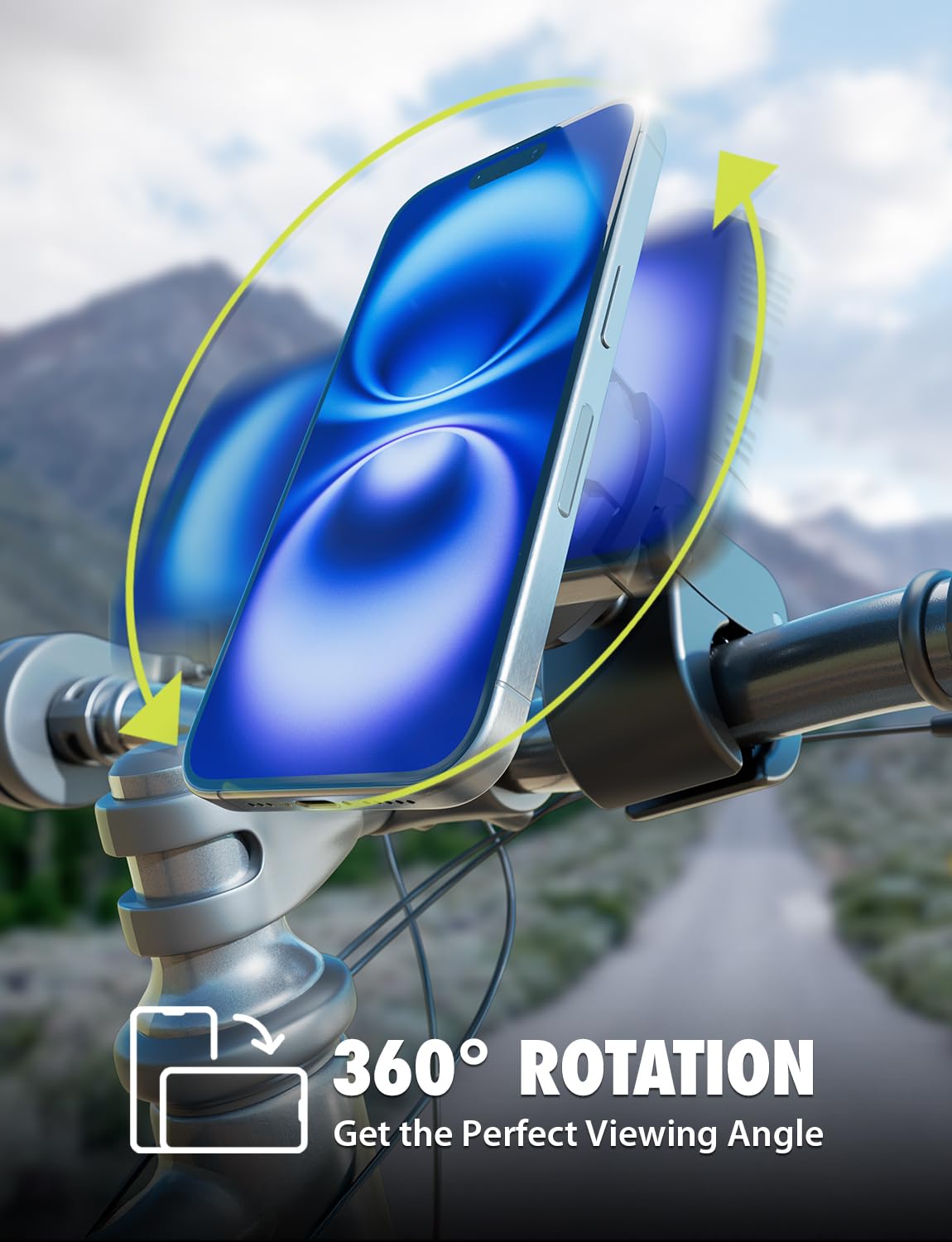 Bracketron mounted phone in landscape mode helping GPS navigation during rides