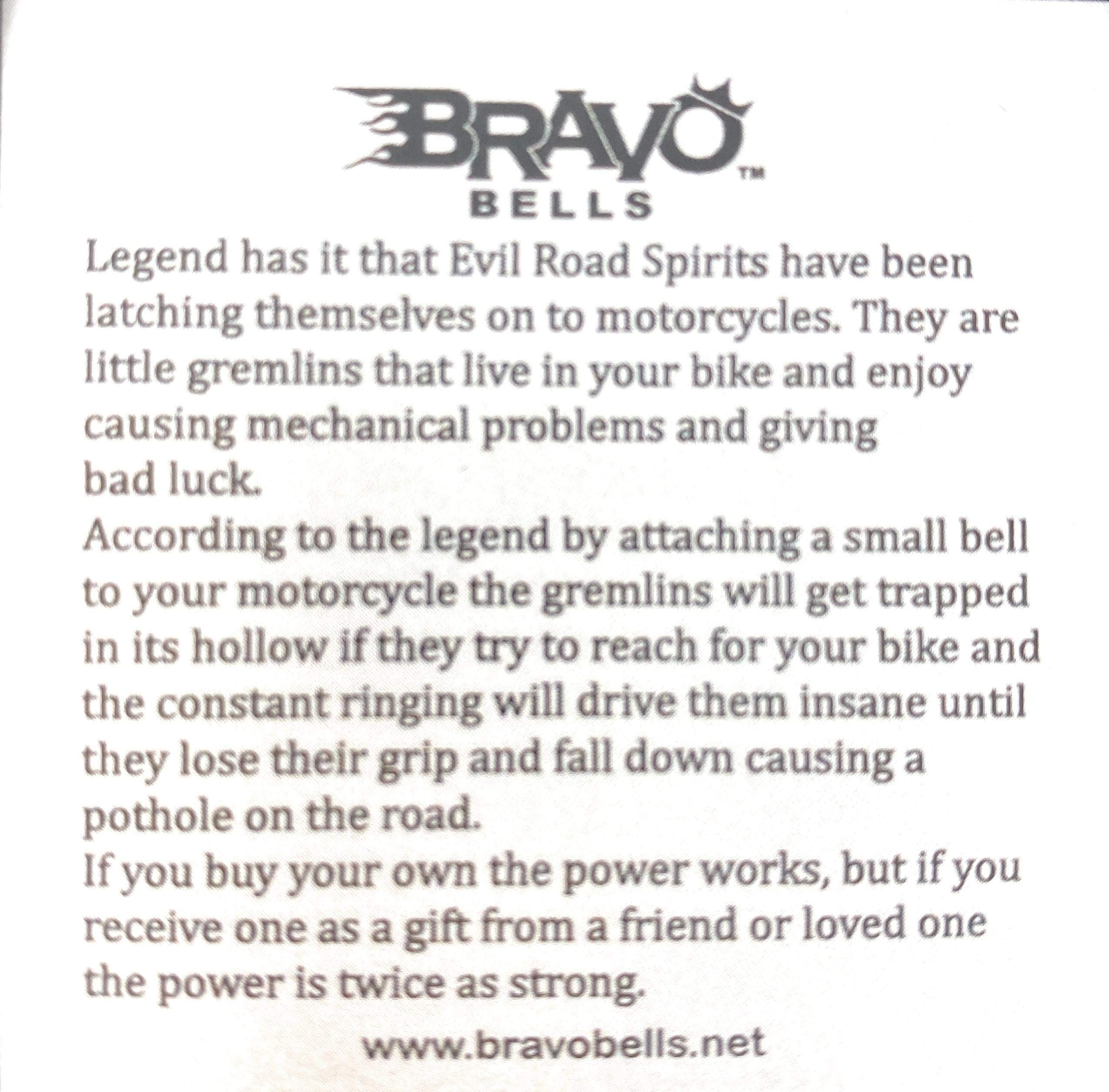 Bravo Bells skull dragon on a bike in motion conveying camaraderie and presence