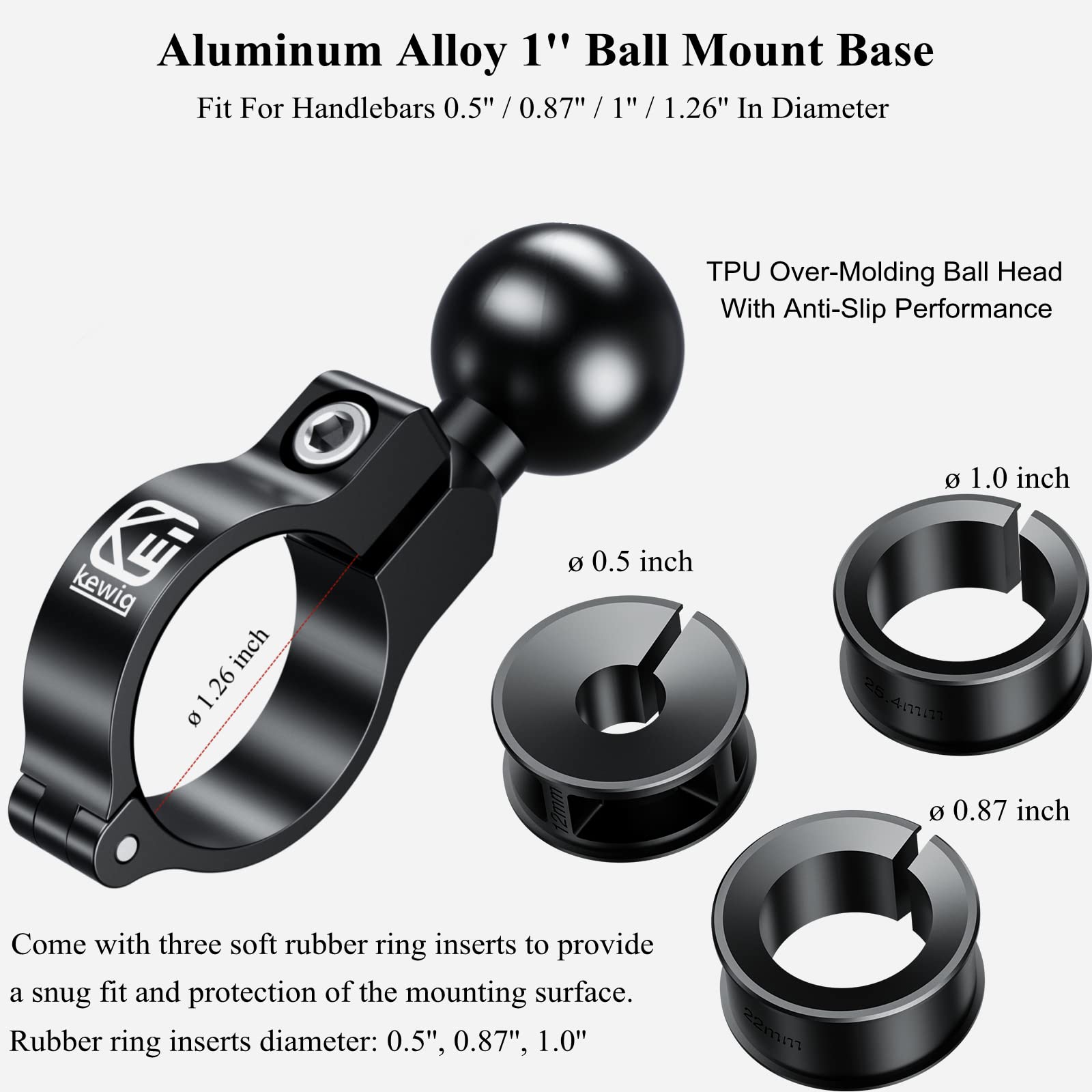 BRCOVAN close-up of 1 inch TPU ball head highlighting non-slip wear resistance