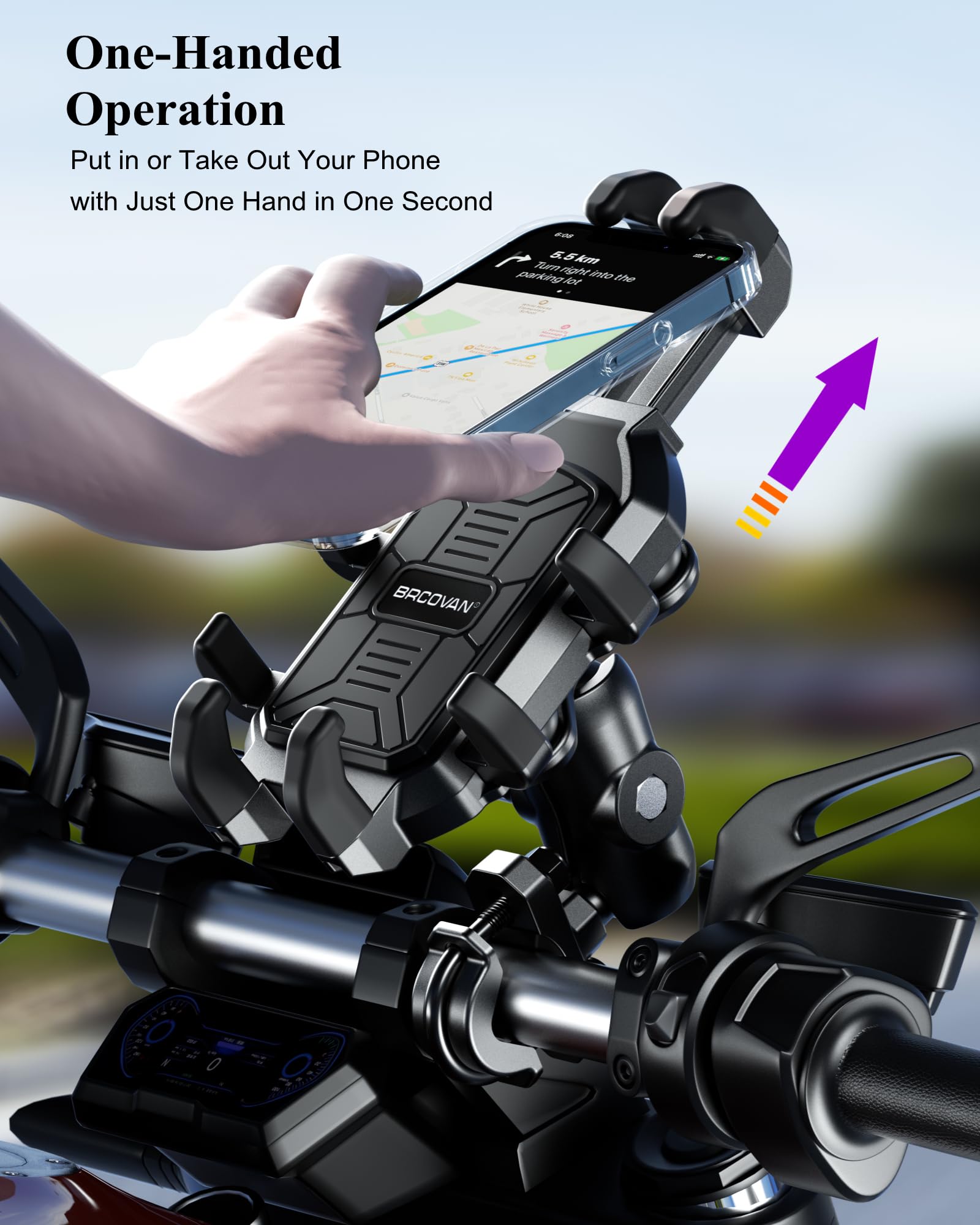 BRCOVAN metal U-shaped handlebar clamp showing firm attachment benefit