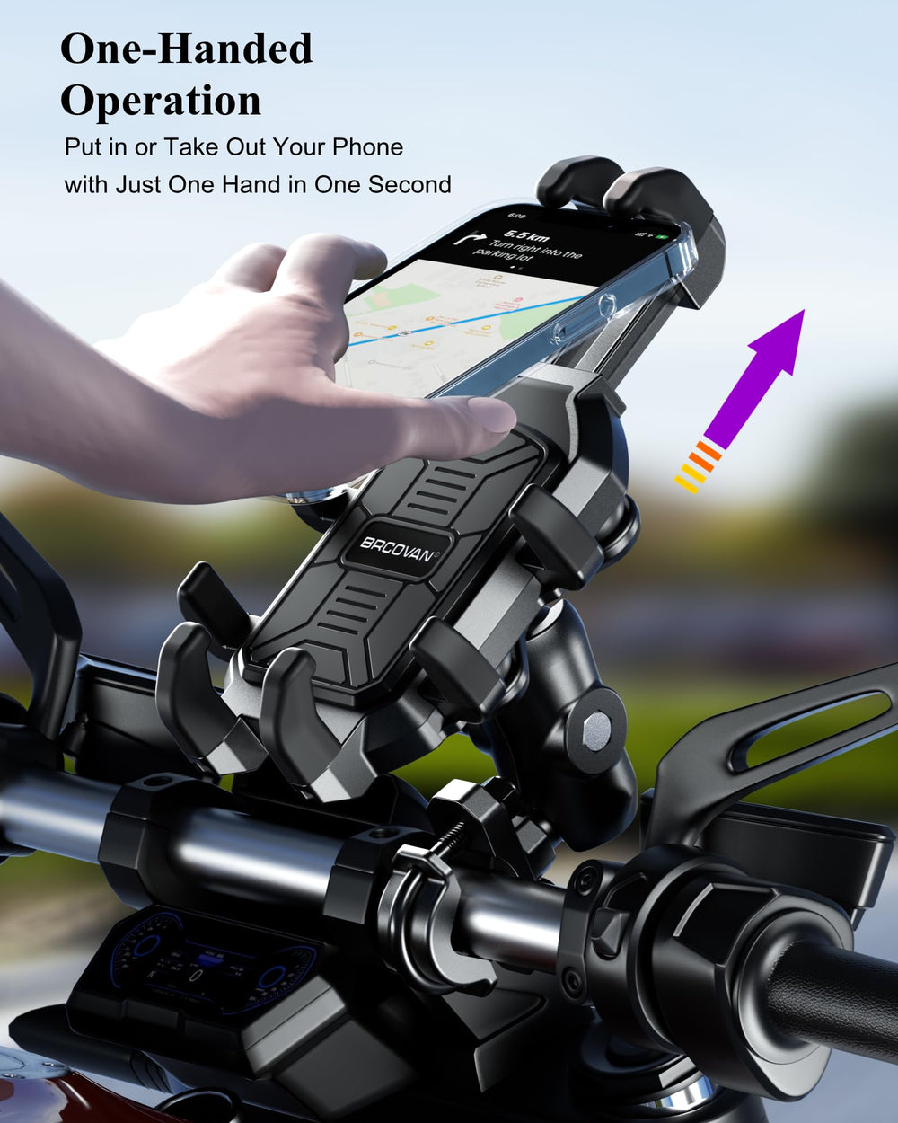BRCOVAN metal U-shaped handlebar clamp showing firm attachment benefit