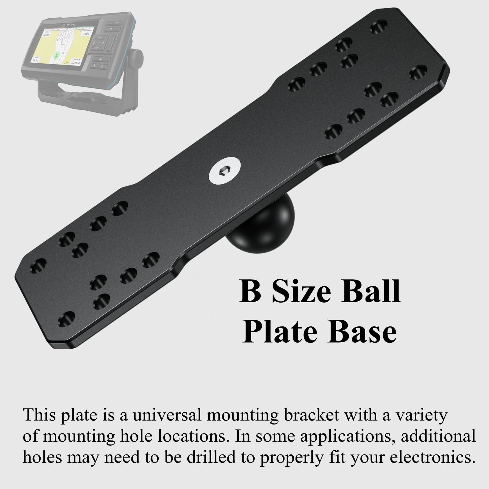 BRCOVAN plate holding a fishfinder on a boat illustrating quick-install convenience
