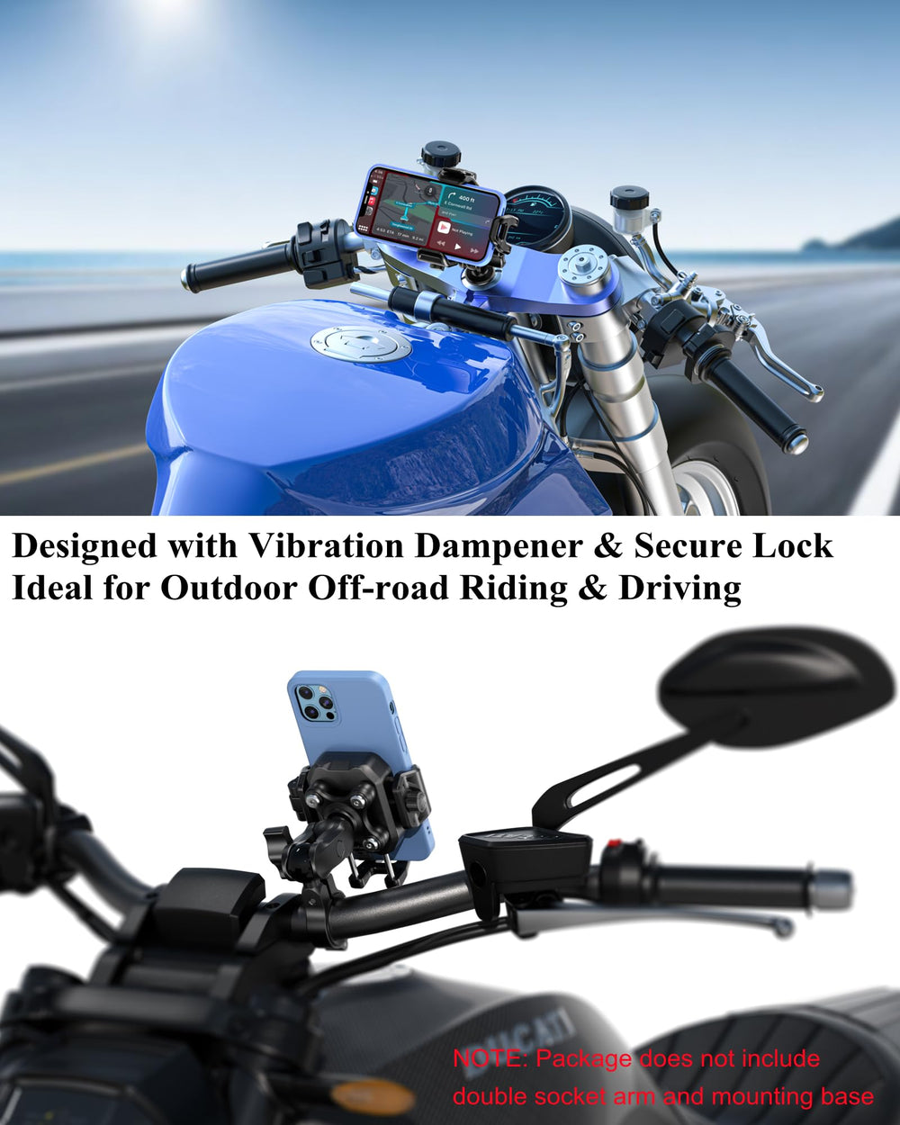 BRCOVAN mounted on motorcycle handlebar for secure navigation access