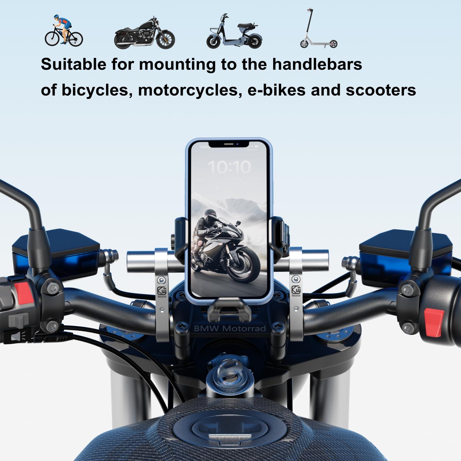 BRCOVAN with phone holder mounted showing stable device placement