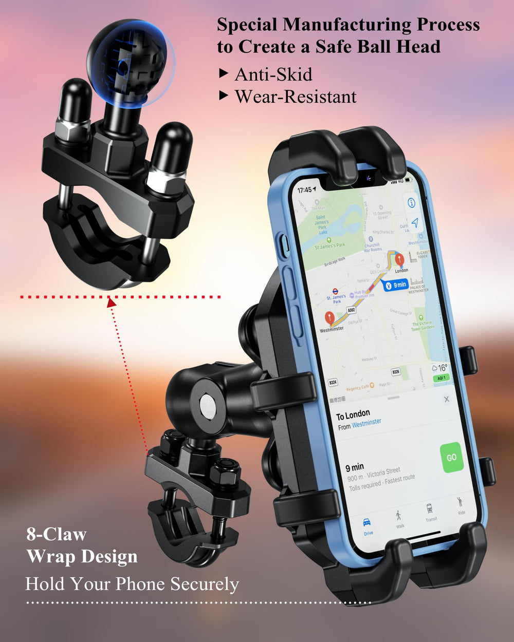 BRCOVAN mounted on motorcycle in real ride setting offering visibility benefit