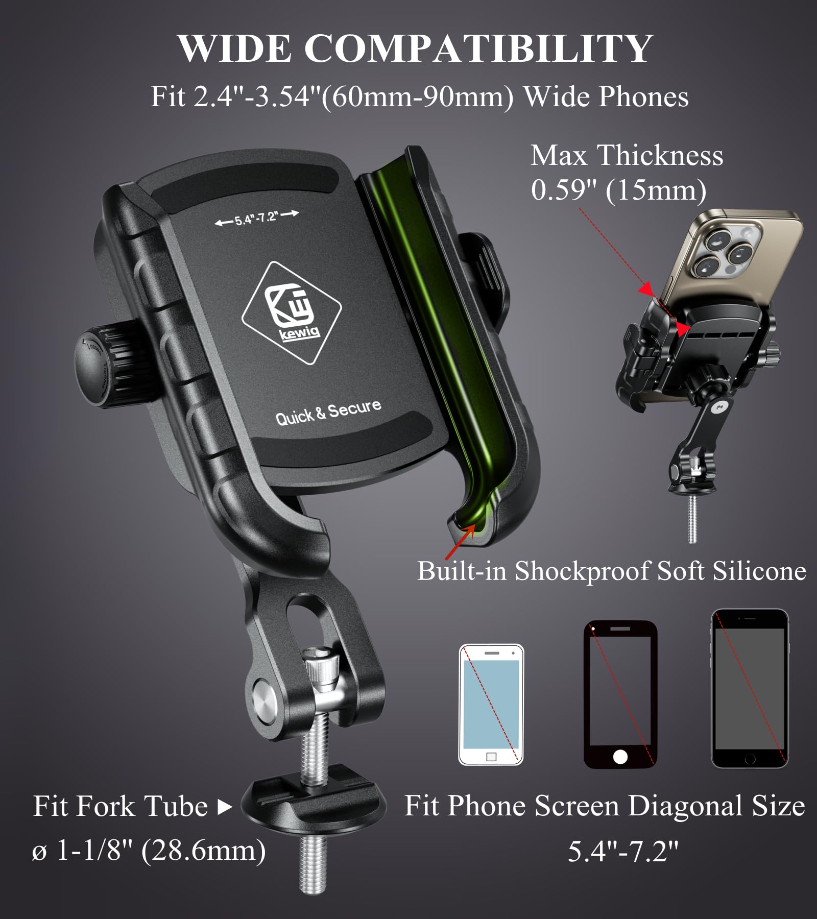 BRCOVAN phone in holder portrait mode demonstrating secure one-handed operation