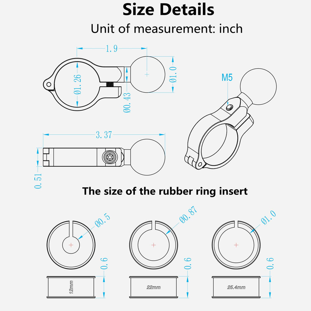 BRCOVAN next to ruler showing size and compatibility with common rail diameters