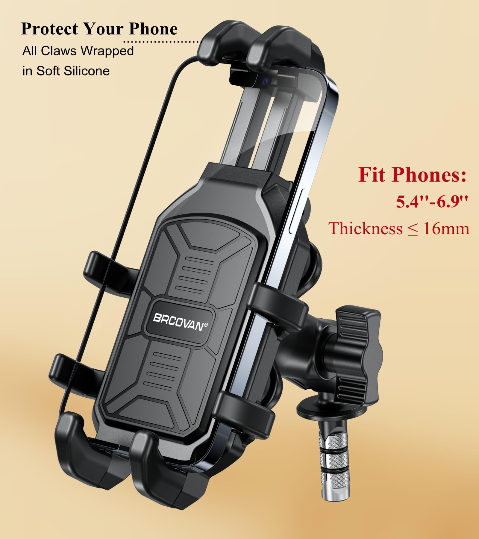 BRCOVAN silicone padding detail protects phone finish and reduces vibration