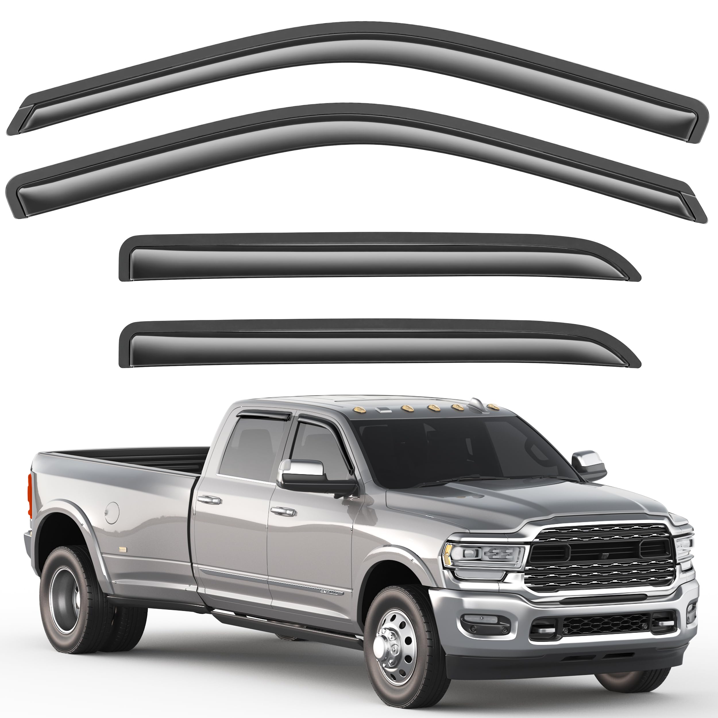 Breejoy front door visor installed on Ram showing clean fit and improved ventilation