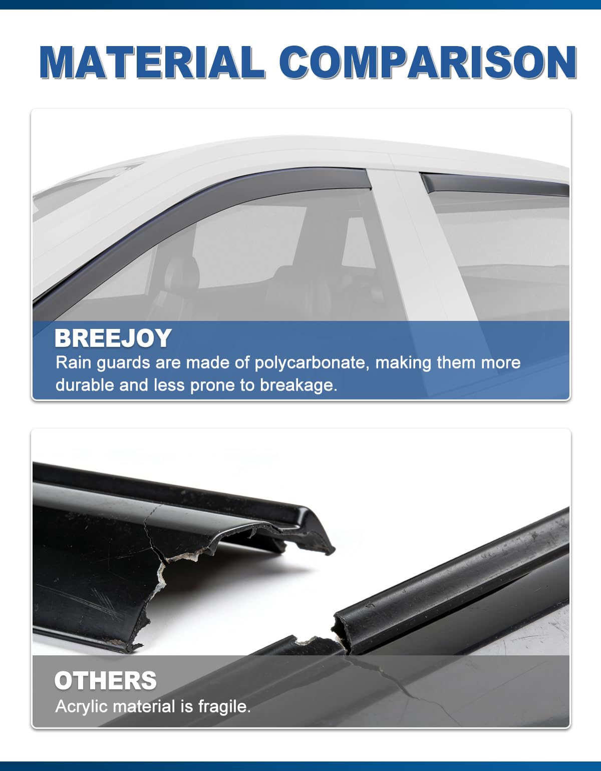 Breejoy installed on truck front door shows rain diversion and ventilation benefit