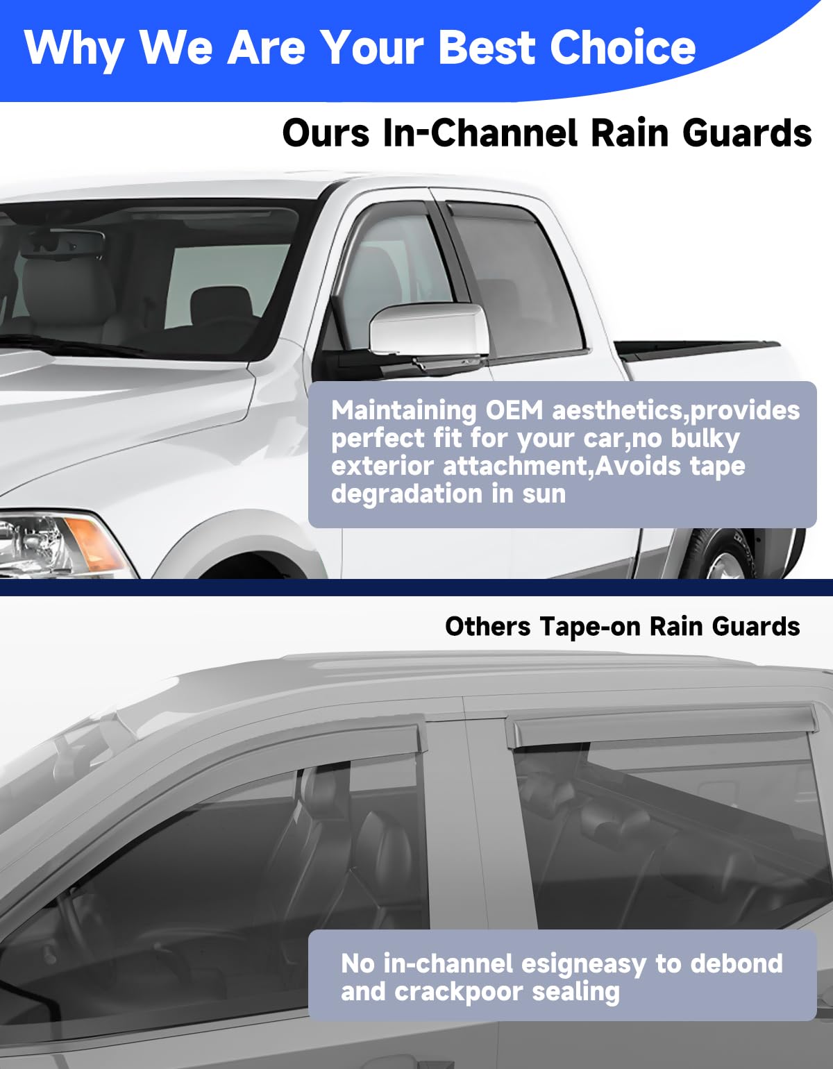 Breejoy on truck in rain demonstrating fresh-air ventilation without leaks
