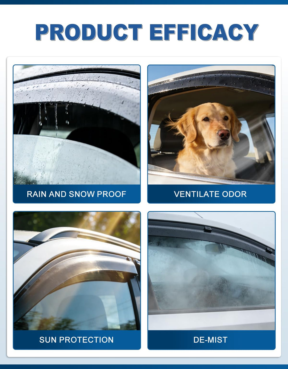 Breejoy visors on truck in rainy city commute demonstrating water diversion benefit