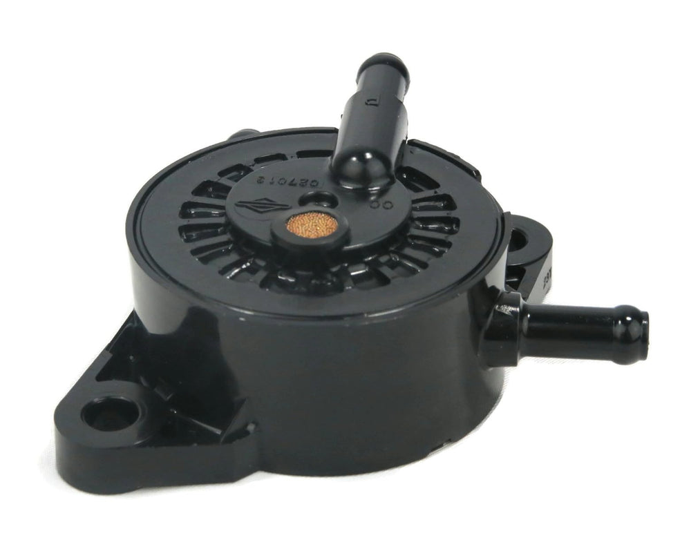 Briggs & Stratton pump next to ruler for scale showing compact replacement size