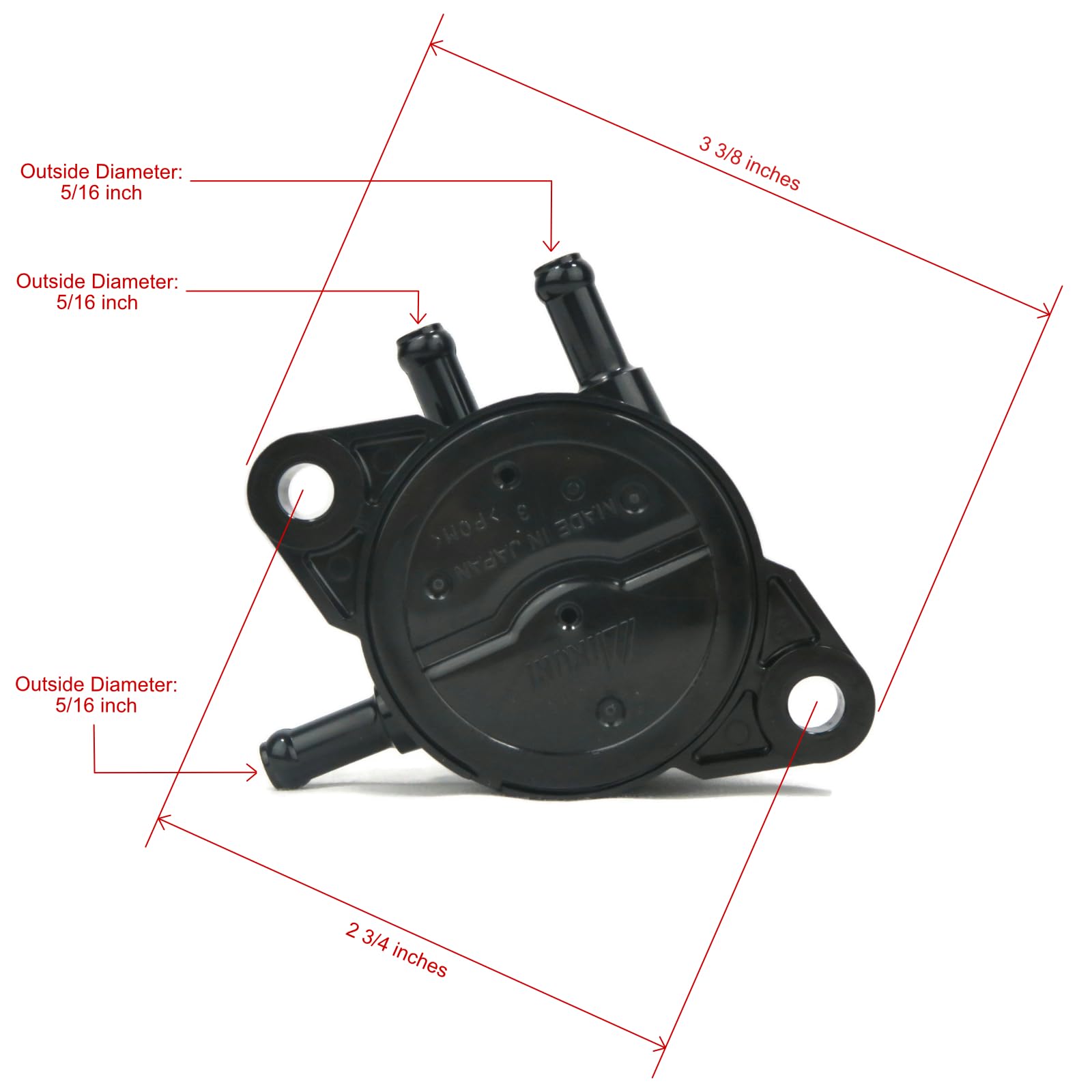 Briggs & Stratton fuel pump side profile highlighting mounting points for straightforward installation