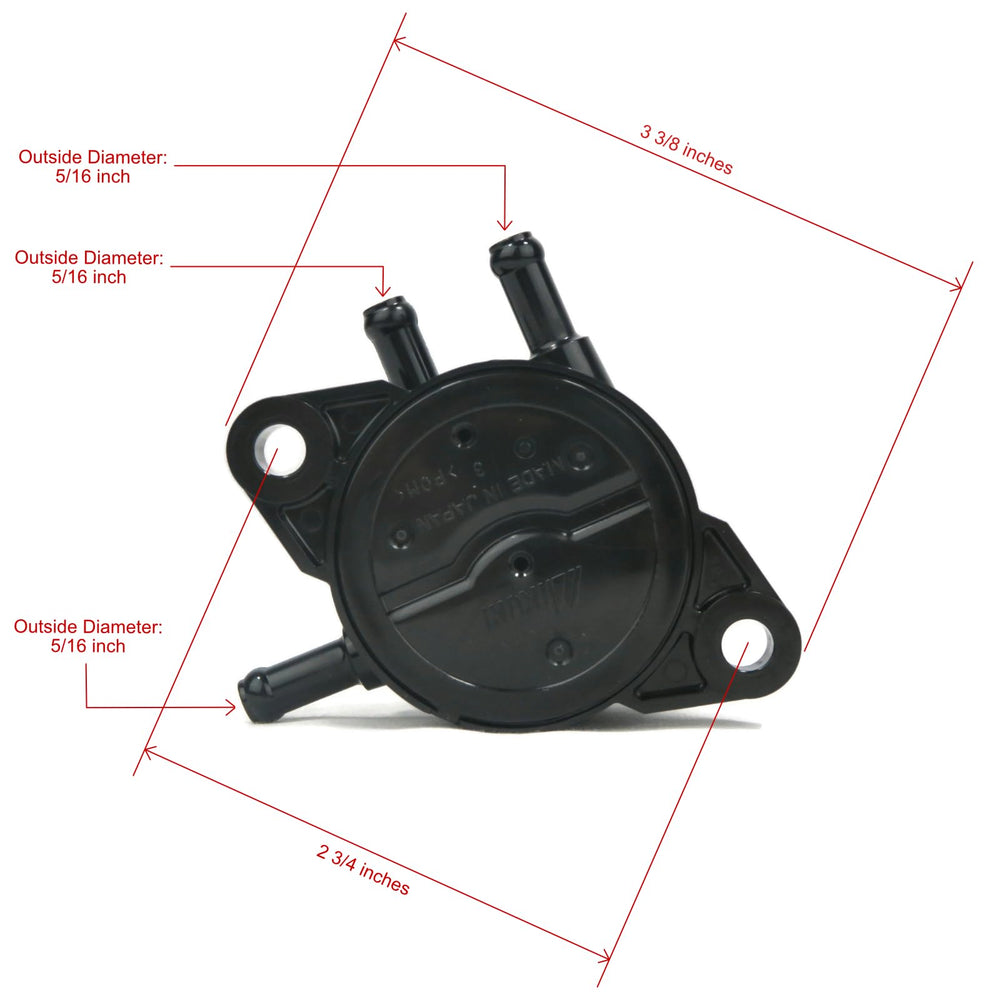 Briggs & Stratton fuel pump side profile highlighting mounting points for straightforward installation