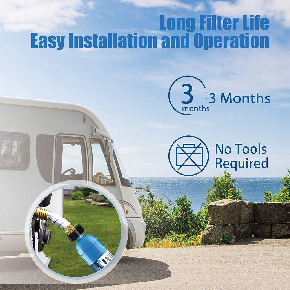 Bringpure next to garden hose for size comparison showing compact portable design