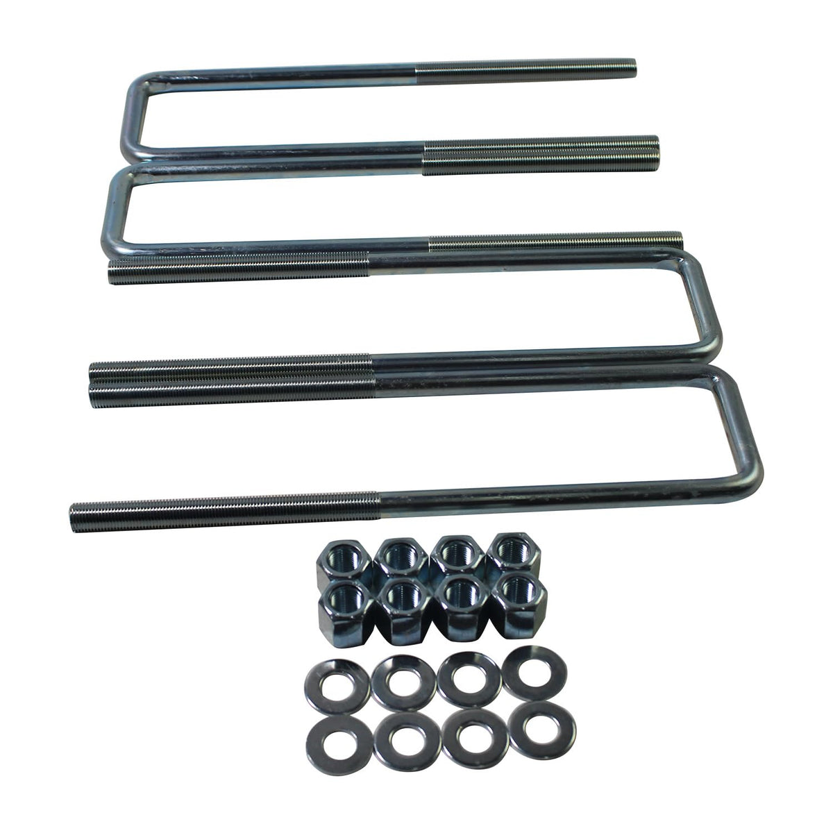 BST BSSP front packaging showing four 12.5" U-bolts and hardware for secure replacement