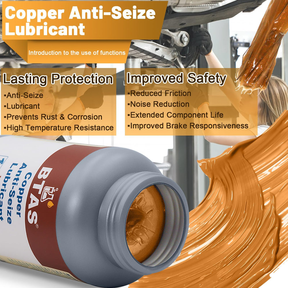 BTAS open jar with copper-flake grease visible, shows ready-to-use benefit