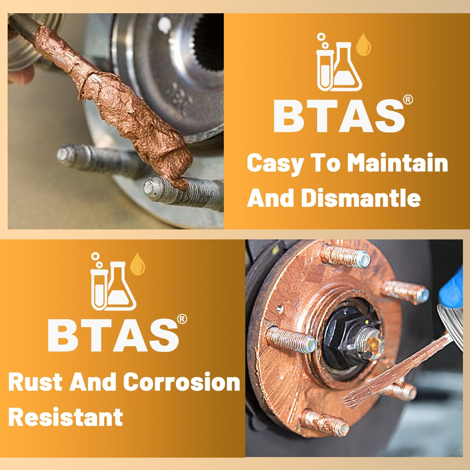 BTAS close-up texture of copper antiseize, displays high-temperature resilience