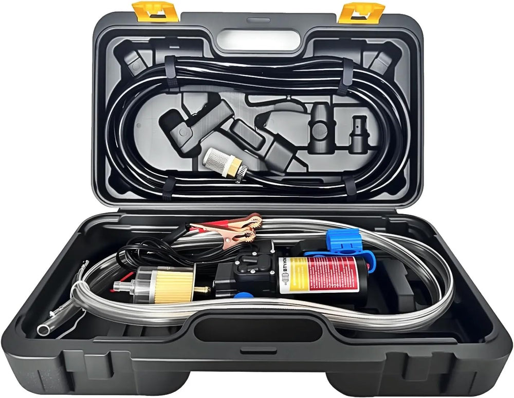 BtyHomShelf pump kit front view showing compact layout and case for easy transport
