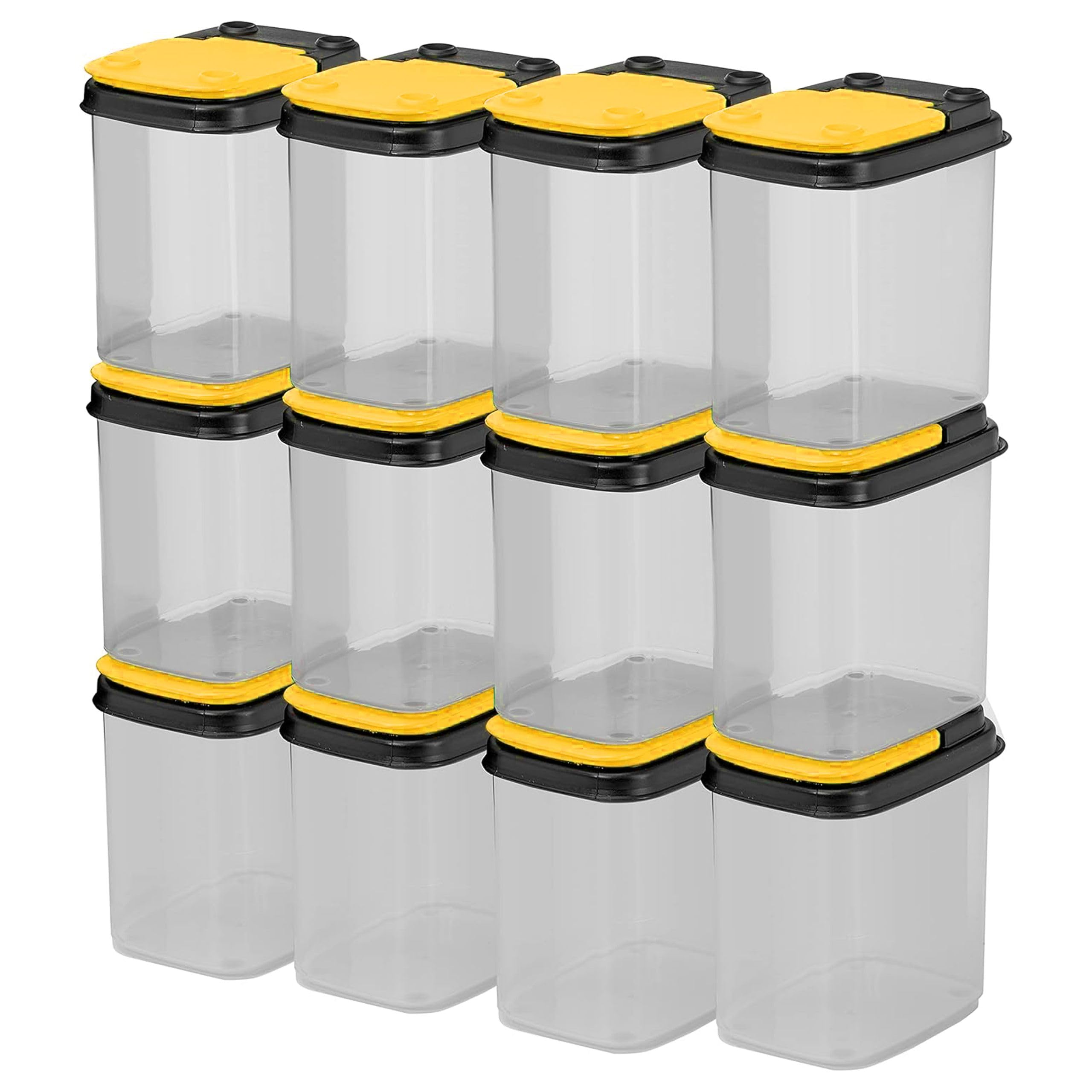 Buddeez front pack of 12 clear bins showing organized storage benefit