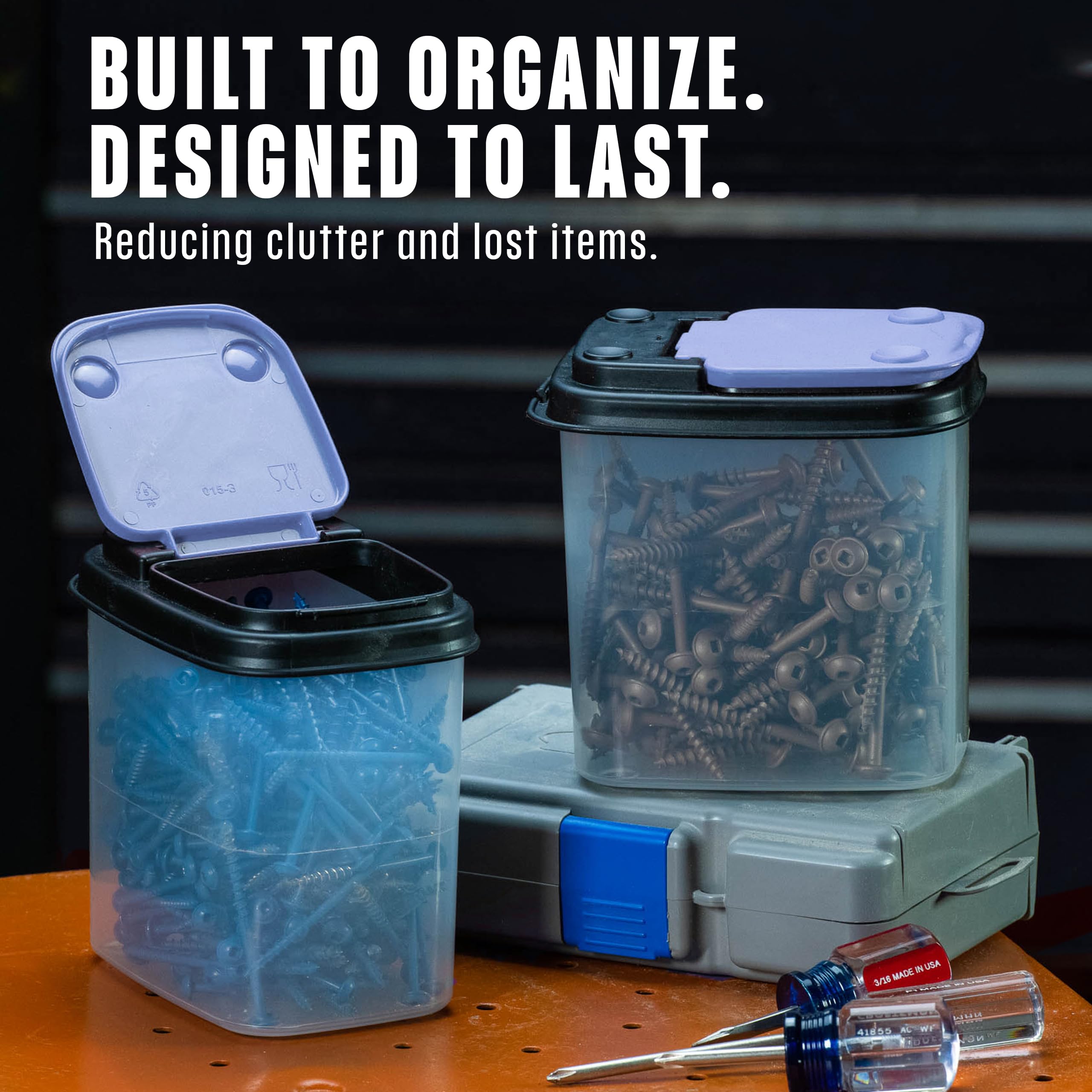 Buddeez organized in a garage setting highlighting tidy workspace efficiency