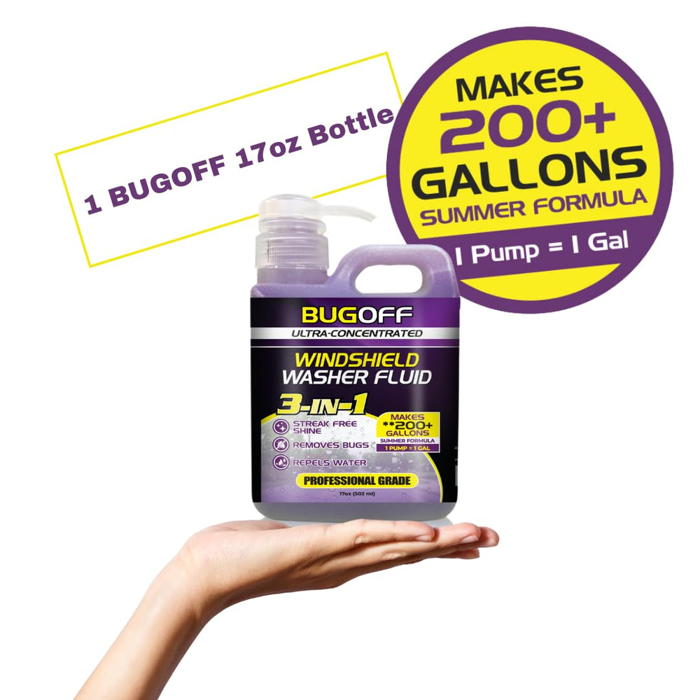 BUGOFF being sprayed on windshield showing fast bug removal