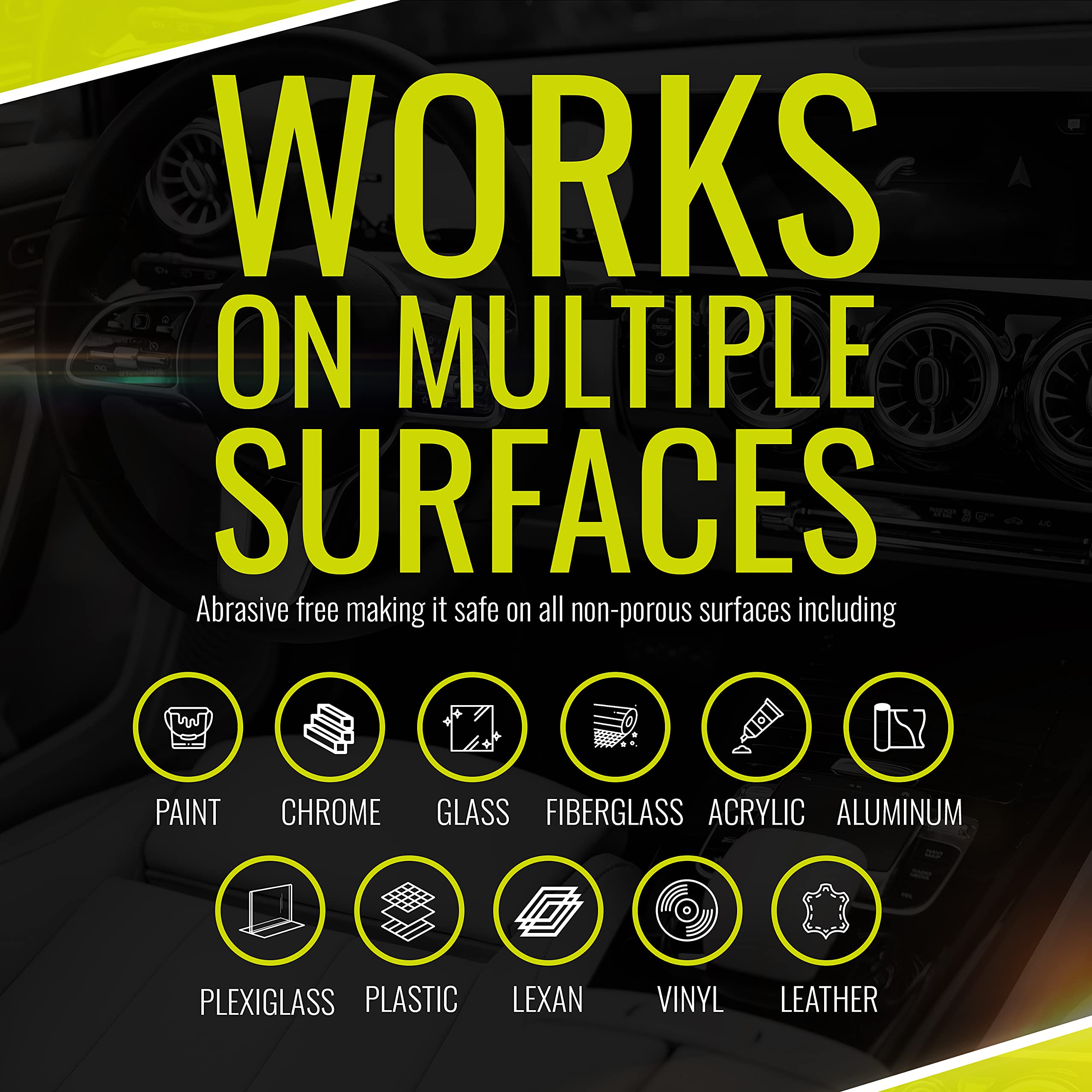 BugSlide bottle used on motorcycle fender delivering quick waterless shine and protection