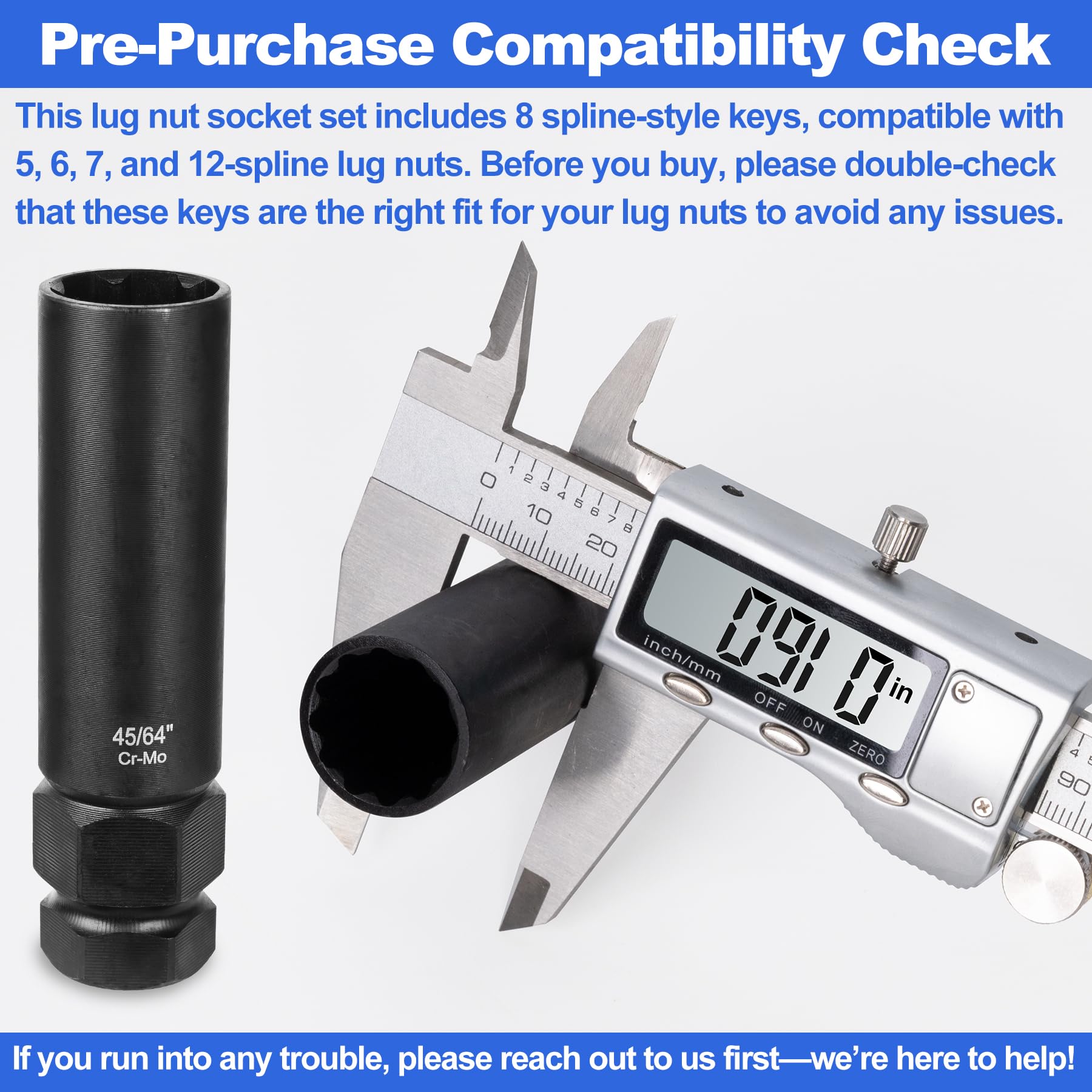 Builimeer socket in hand showing scale for portable roadside convenience