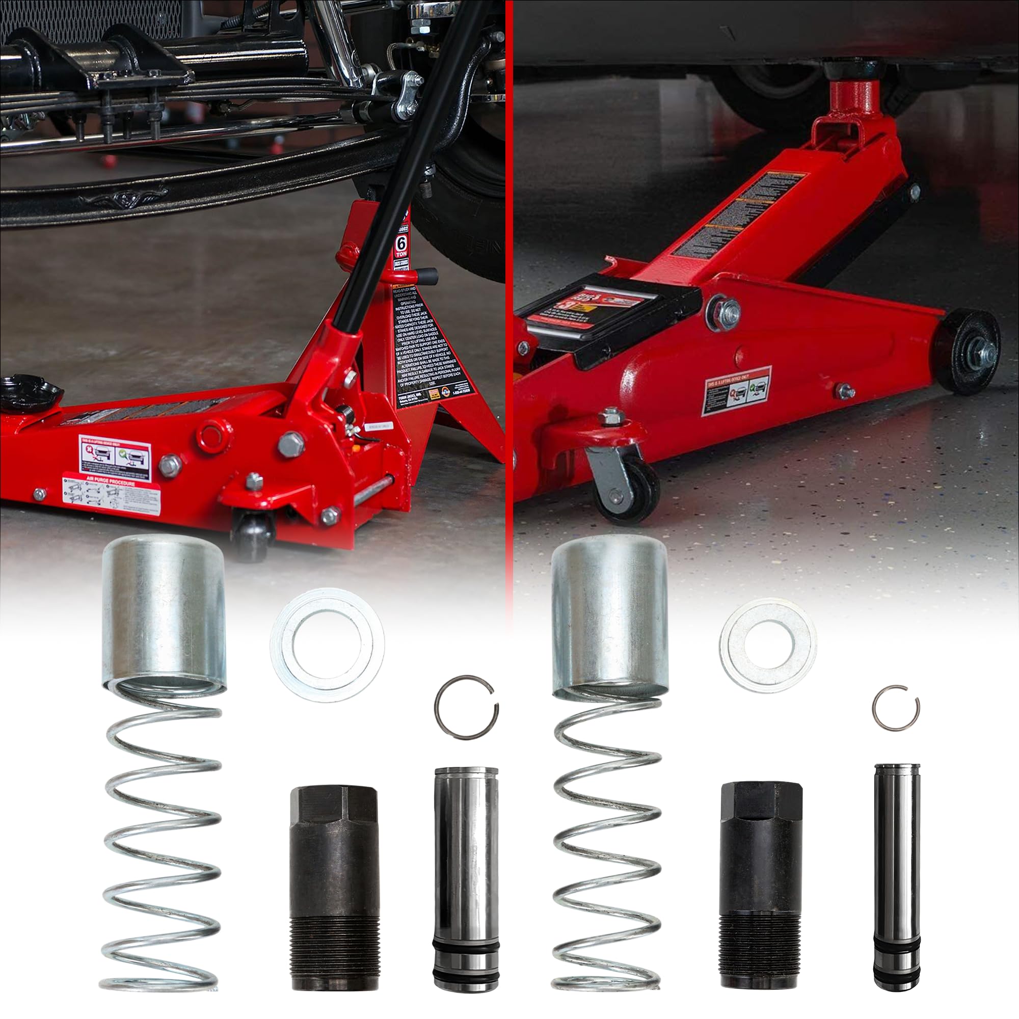 BuleVina plunger kit installed in a floor jack pump demonstrating restored operation