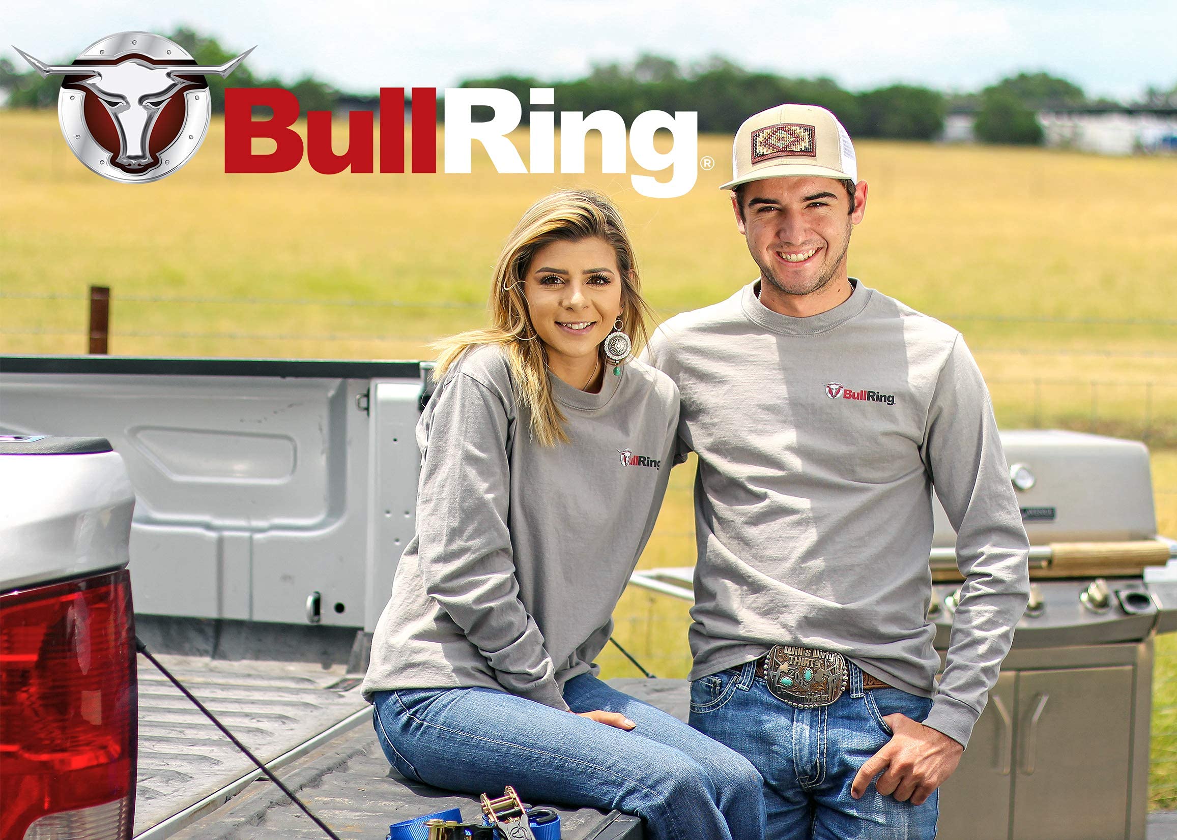 Bull Ring in use with ratchet strap demonstrating secure cargo control