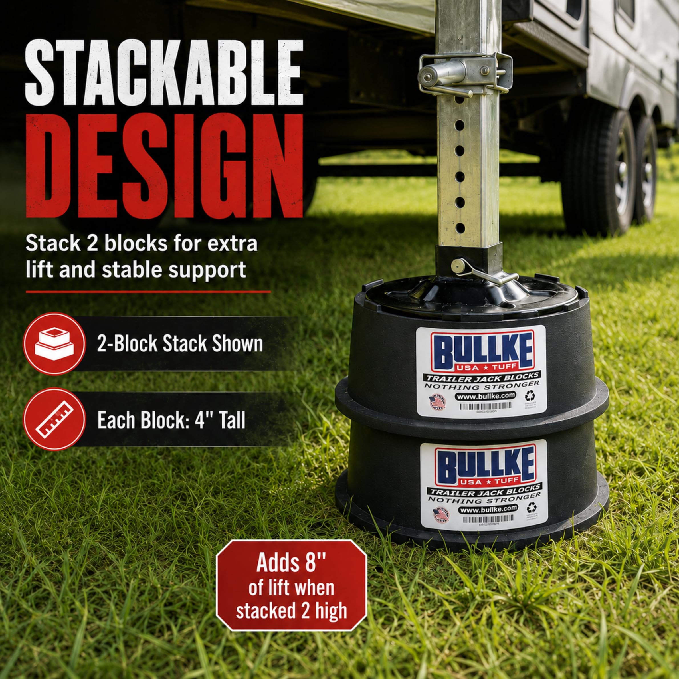 bullke blocks stored in an RV bay for compact organized gear storage