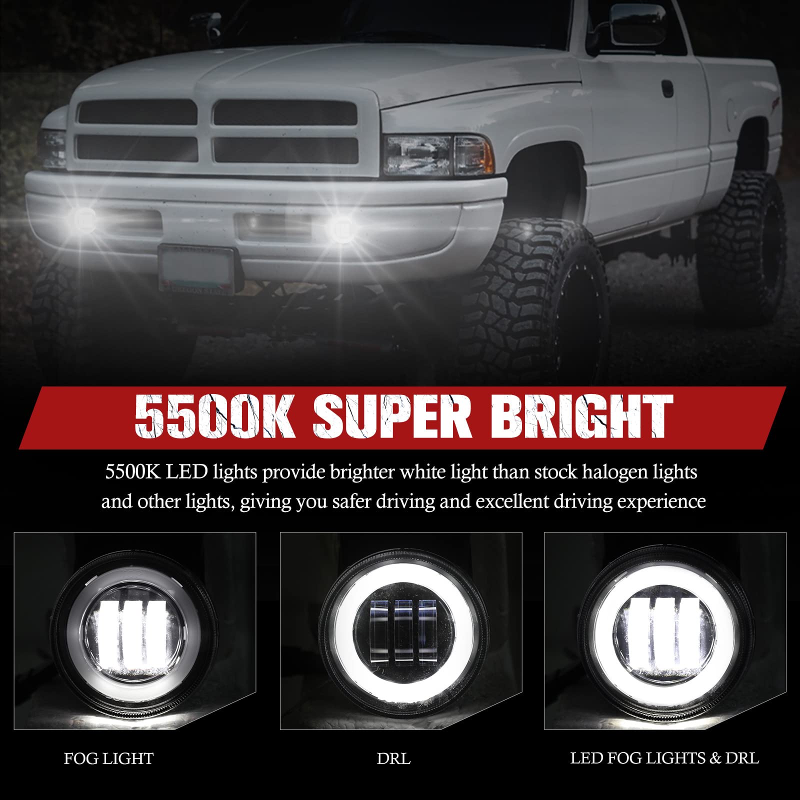 BUNKER INDUST daytime running light ring lit to show increased daytime visibility