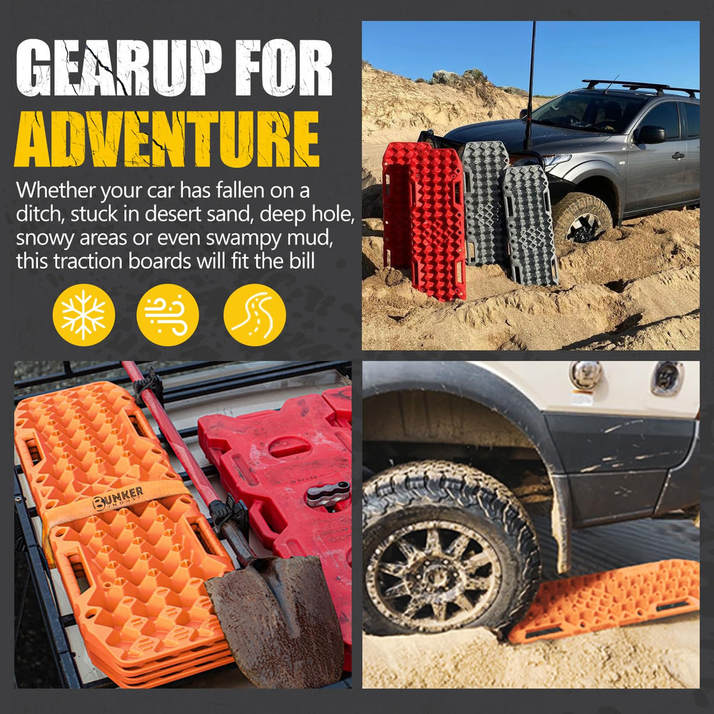 BUNKER INDUST boards in use freeing an SUV from mud for fast on-trail recovery
