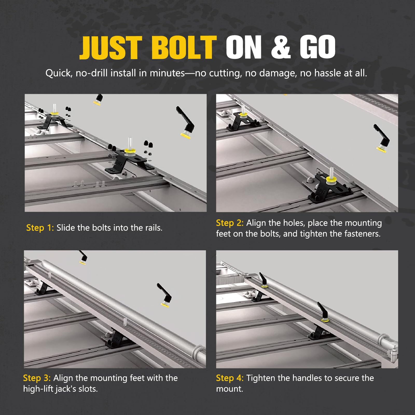 BUNKER INDUST lifestyle shot of off-road truck roof carrying the jack securely