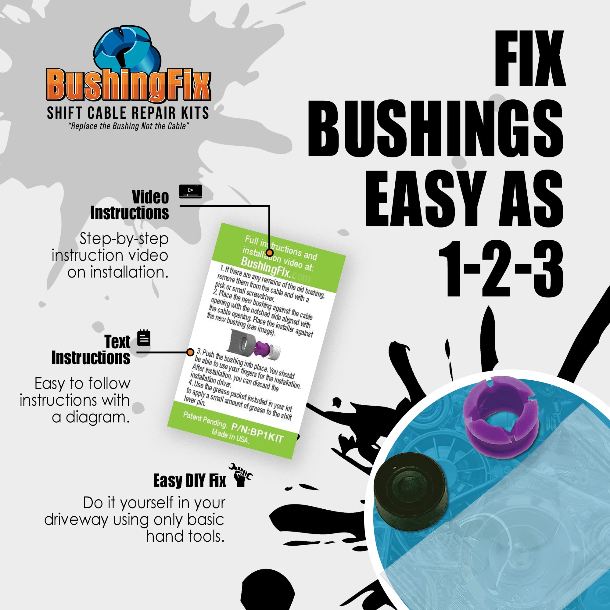 BushingFix shifter comparison showing scale and proper bushing alignment