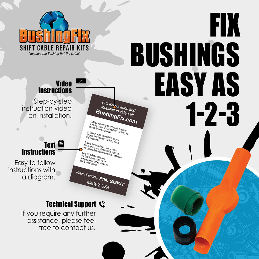 BushingFix instruction sheet and video code displaying clear installation guidance