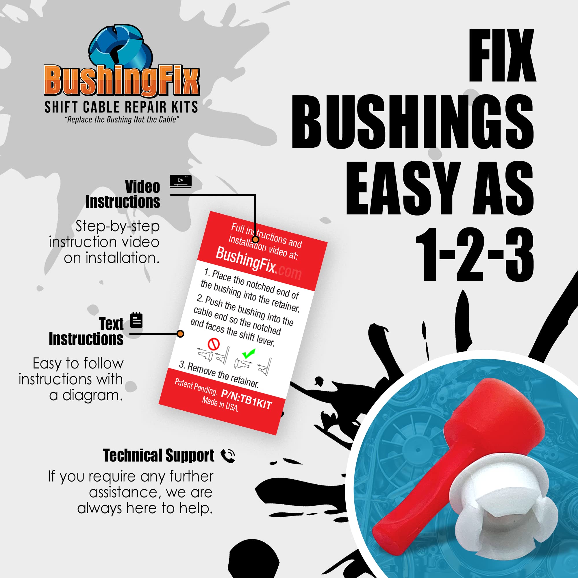 Close-up of BushingFix TB1Kit bushing detail illustrating durable fitment