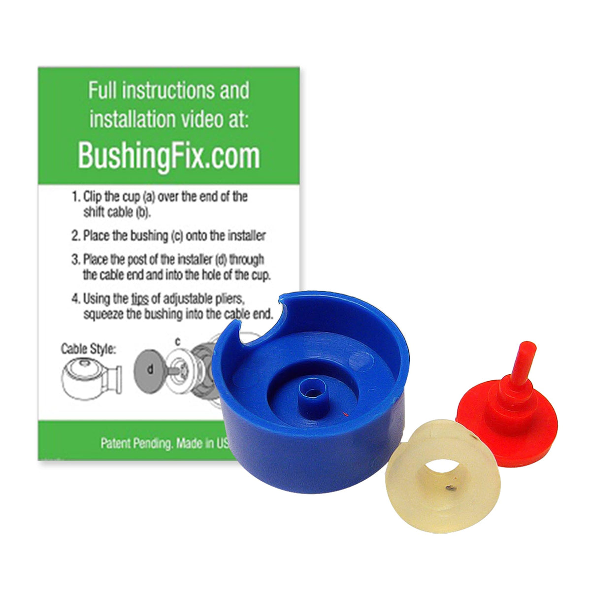 BushingFix UP1Kit front packaging showing complete repair kit and benefits