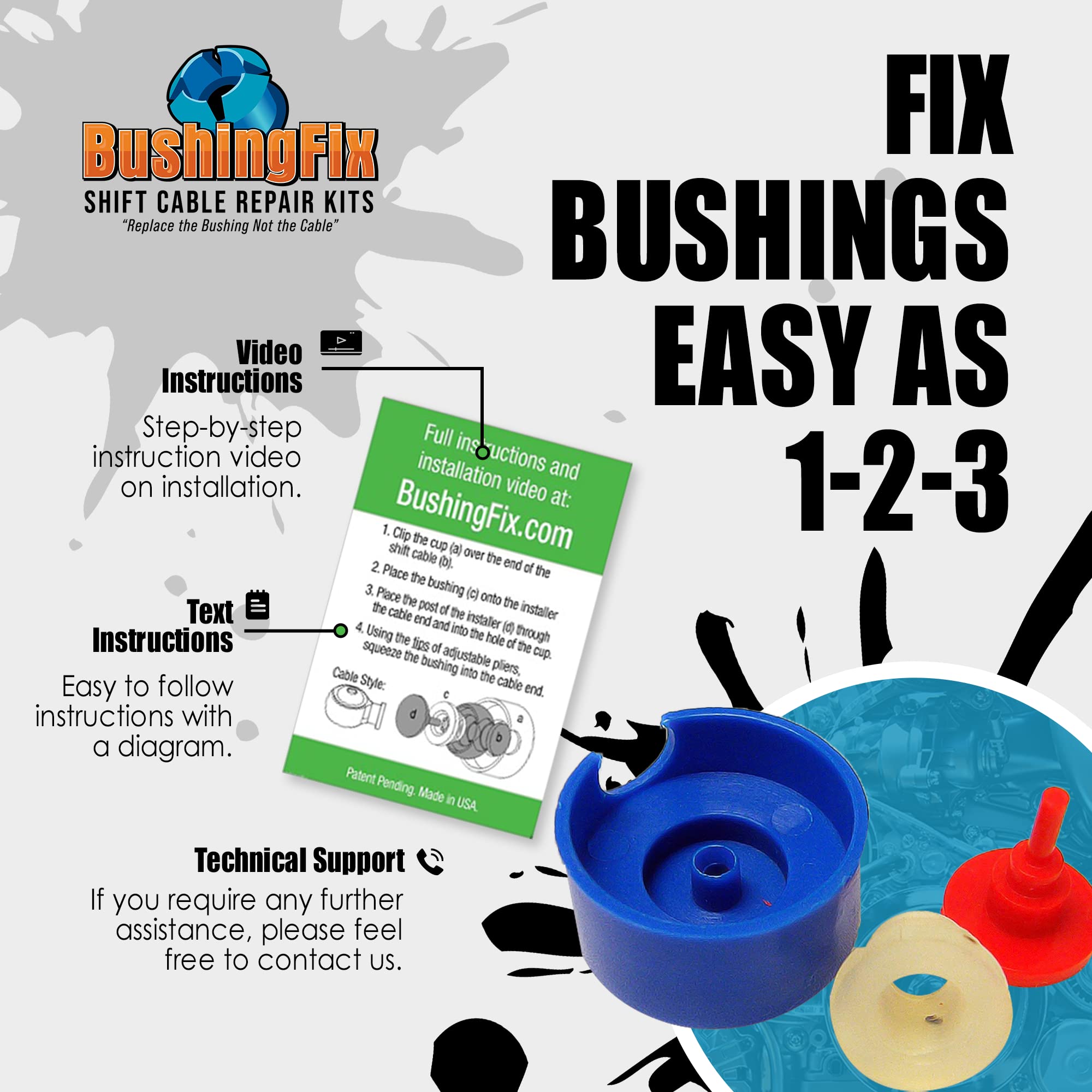 BushingFix printed instructions and video on phone for guided installation help